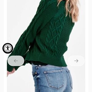Dear John Forest Green Cable Knit Sweater EVERLY JACKET